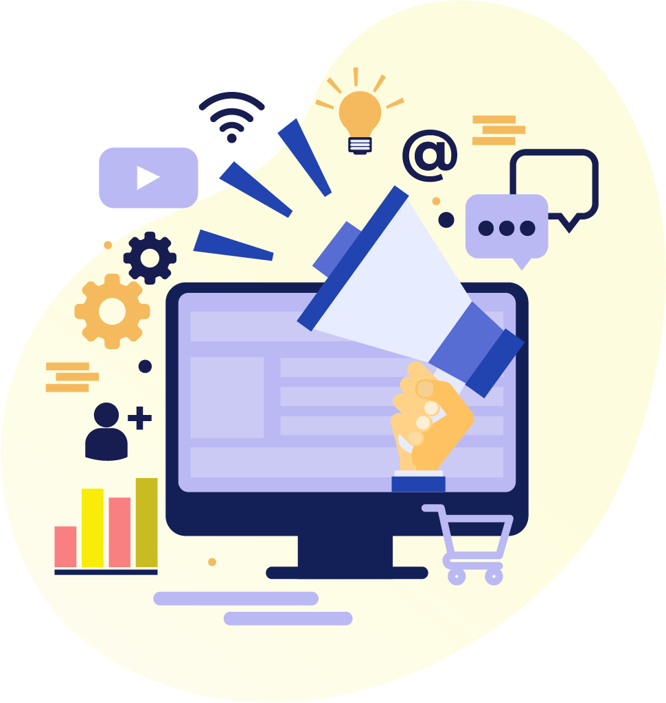 Digital marketing campaign and online promotion illustration